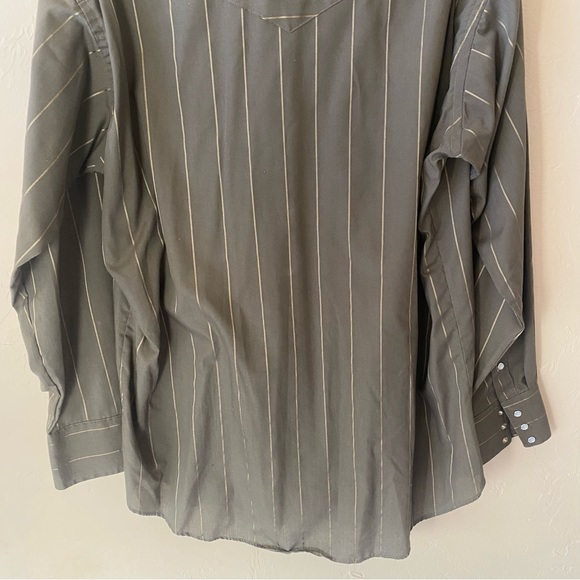 Vintage Pearlsnap Western Shirt Flying R Ranchwear Made in USA Brown Stripe 17.5 - Picture 7 of 9